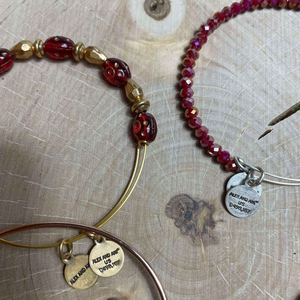 Red Alex And Ani Bracelet Bundle - Picture 3 of 5